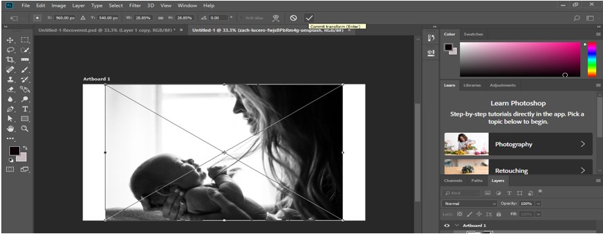 Commit Transform button