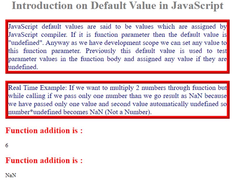 JavaScript Default Value 1