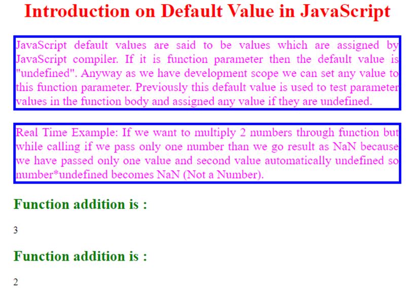 JavaScript Default Value 2