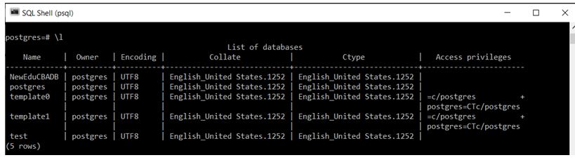 list all of the available databases