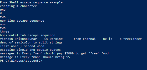 PowerShell Escape Character - 8