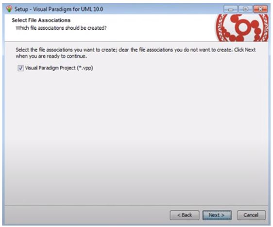 File Association page opens