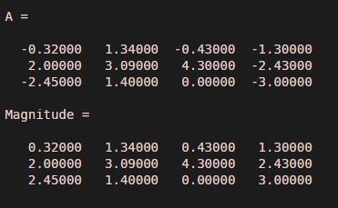 array of positive and negative values