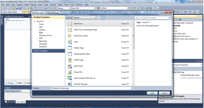 ASP.NET PostBack output 4