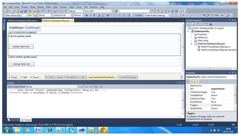 Add another label and button outside the update panel