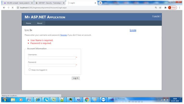 Click on the login button