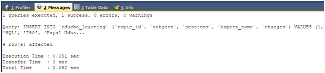 Column in SQL Example 5
