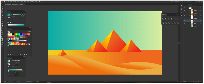 Illustrator Gold Gradient output 20.2