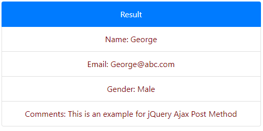 JQuery Ajax Post output 3