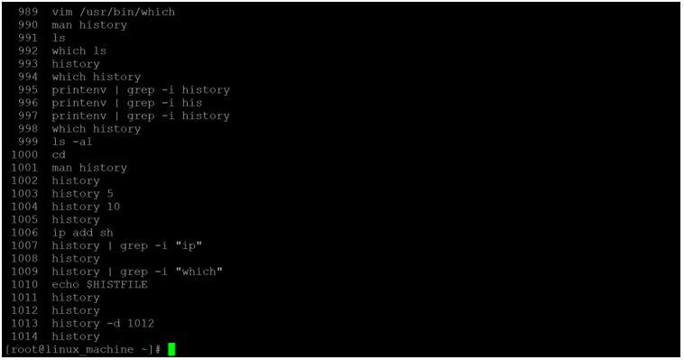 Linux history command