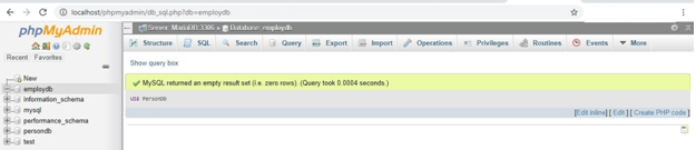 MYSQL Database Example 1
