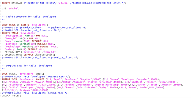 MySQL Backup Example 7