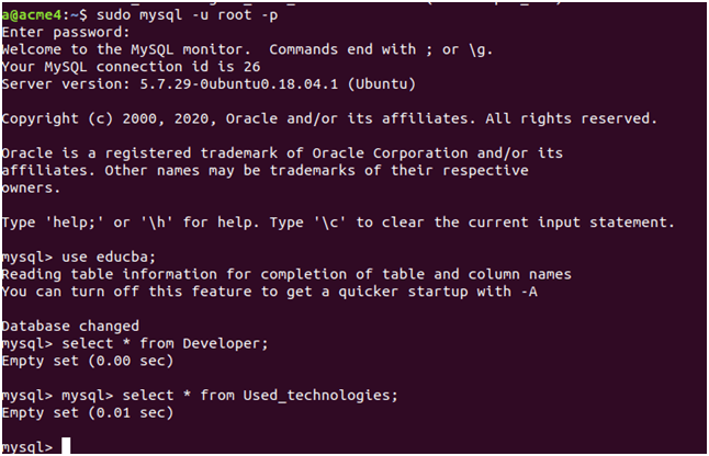 Developer Table Example 5