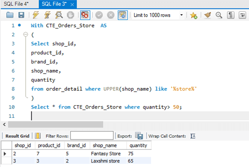 MySQL WITH Example 2