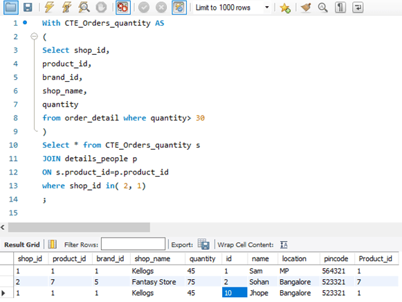 MySQL WITH Example 8