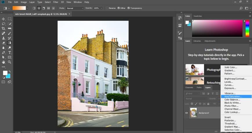 Hue/Saturation option