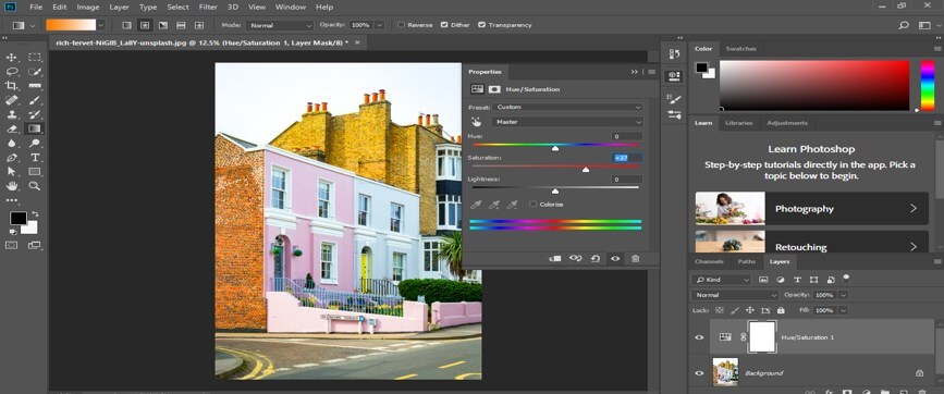 saturation slider scale