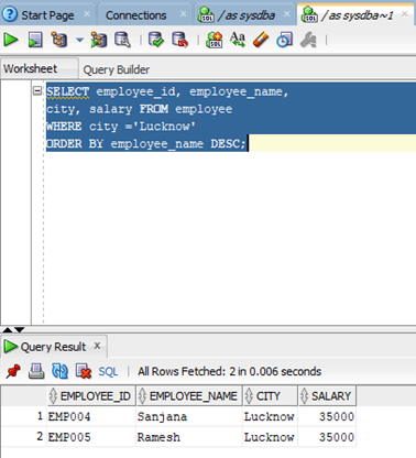 SELECT Query Example 2