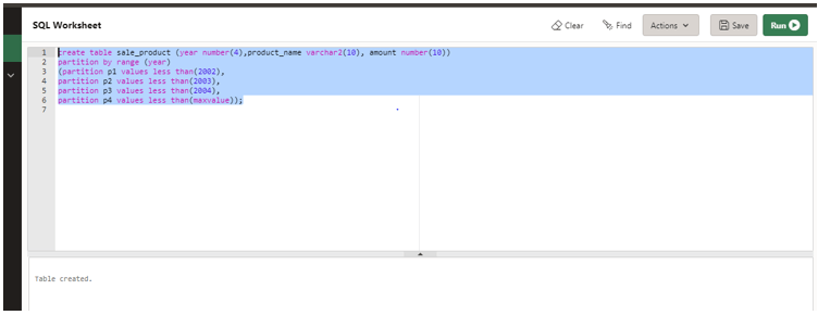 Oracle Table Partition output 1