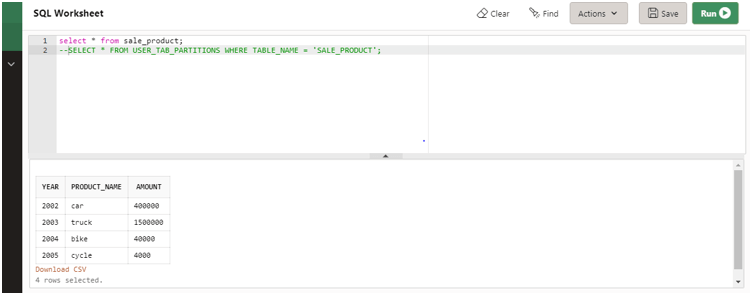 Oracle Table Partition output 3