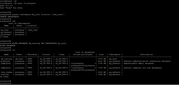 Change the tablespace