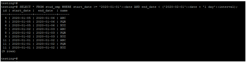 PostgreSQL Compare Date-1.3