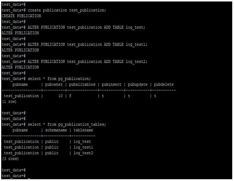 Create publication on master server