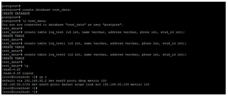 Create same database and table on replica server