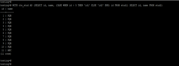 With clause using condition