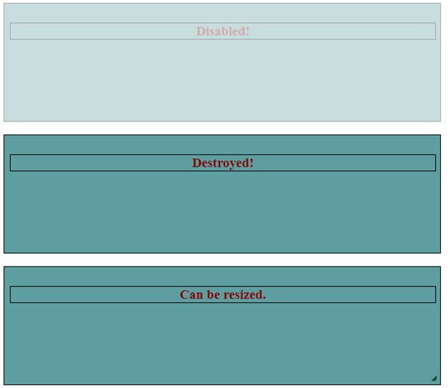 resizable() method with actions disable Example 7