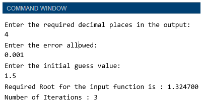 newton raphson matlab output 1