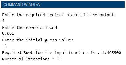 newton raphson matlab output 2