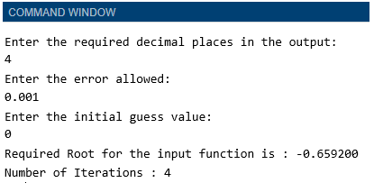 newton raphson matlab output 3