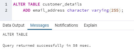 SQL DDL Commands output 3