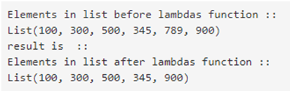 Element in list before lambda