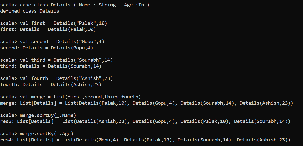 Scala SortBy output 1