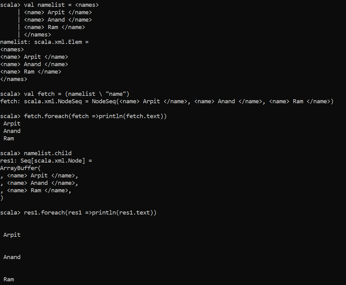 Scala XML output 1