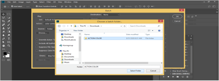 Action in Photoshop 22