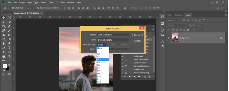Action in Photoshop 7