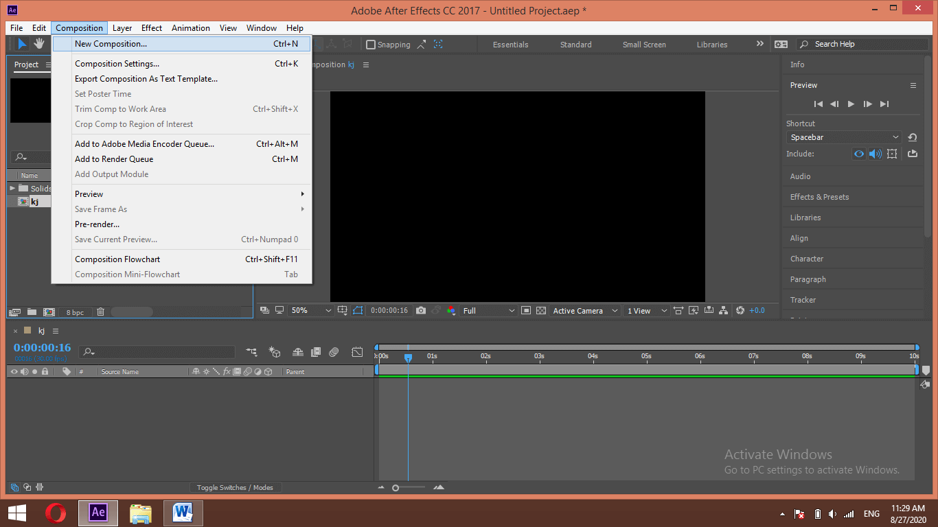 After effect font output 1