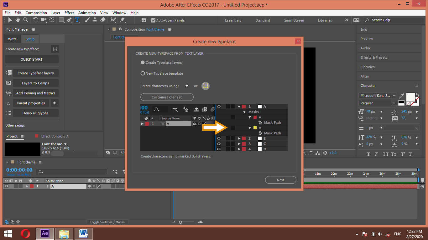 After effect font output 10