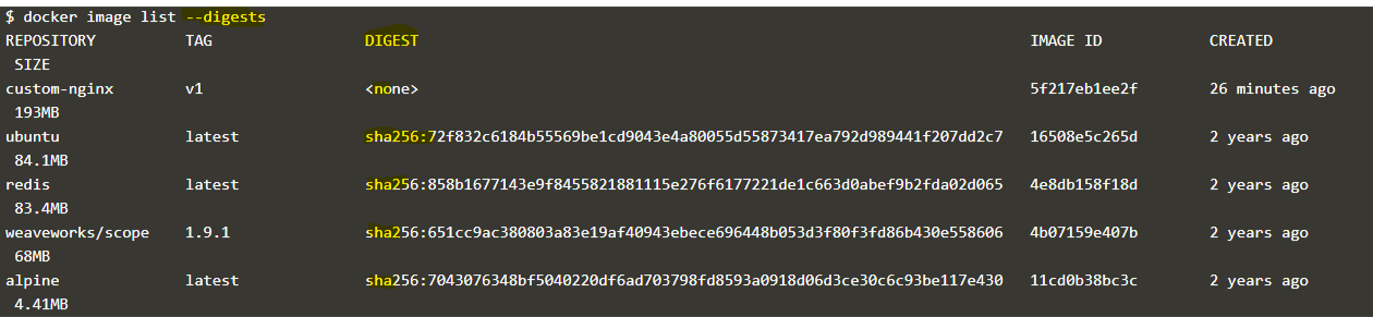 Docker list images output 4