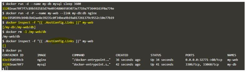 only delete the link between the containers as well