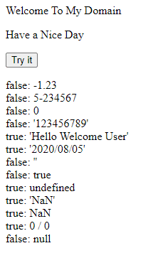 JavaScript nan output 1.2