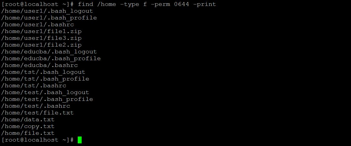 Linux find command output 6