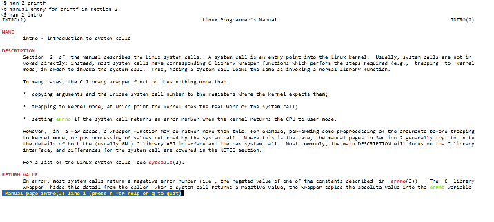 Linux manual pages output 2