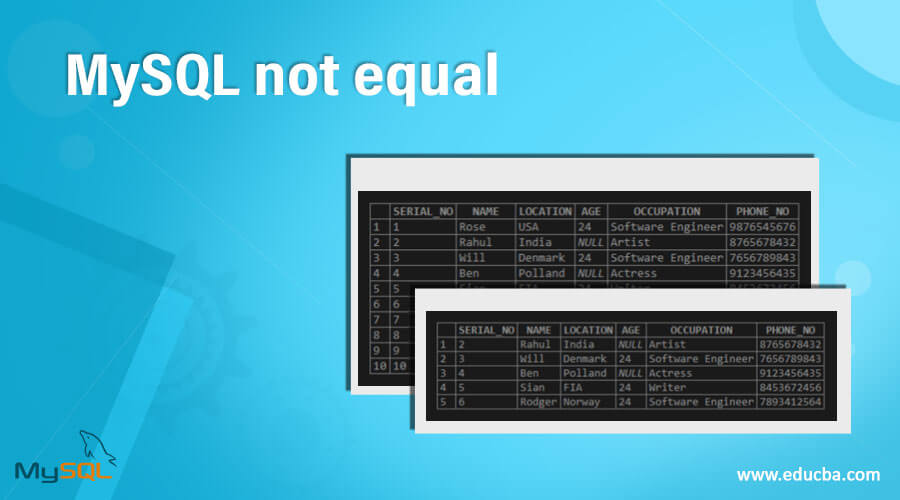 MySQL not equal
