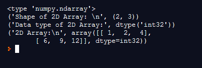 NumPy 2D array output 1