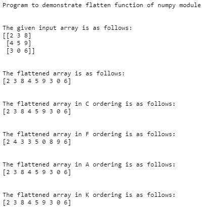 NumPy flatten-1.1