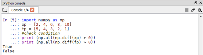 NumPy interpolate output 2